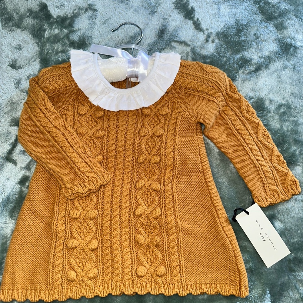 Max Studio Yellow Casual Sweater Dress with Relaxed Fit